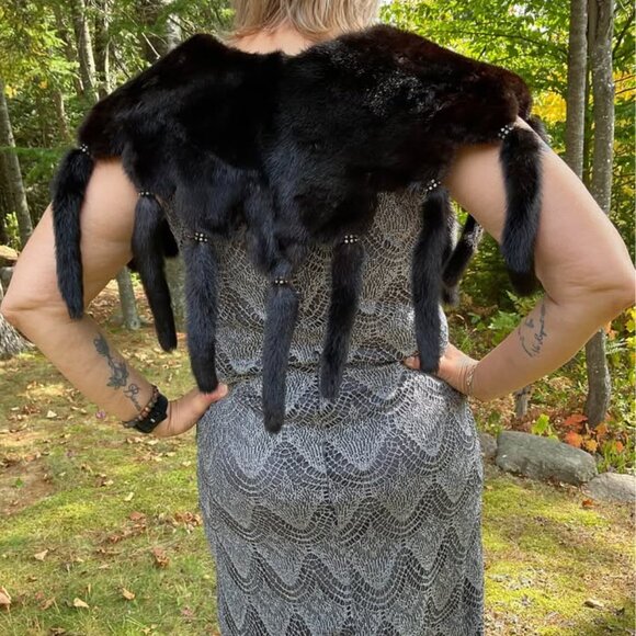 Wrap Shawl Stole Fur Mink Scarf Black Color just Beautiful - Picture 3 of 5